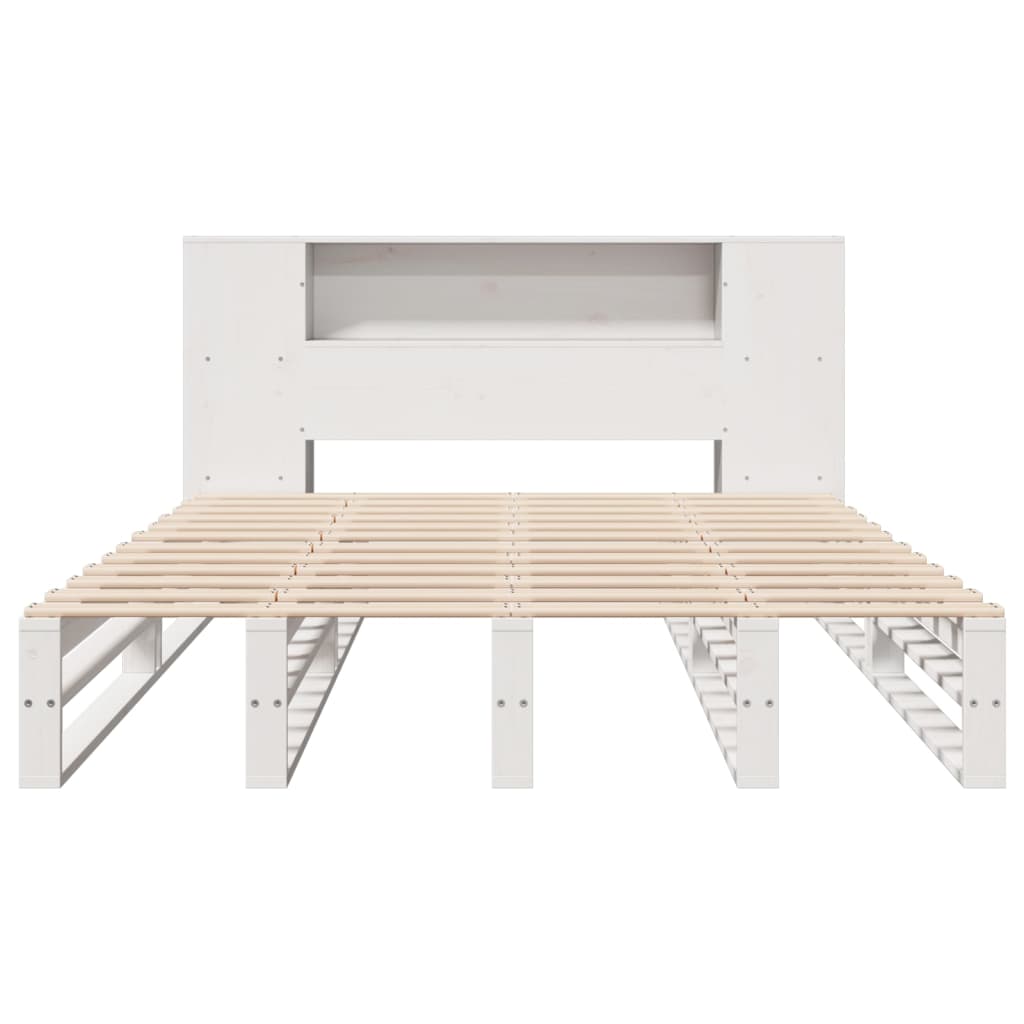 Letto Libreria senza Materasso Bianco 135x190 cm Legno Massello - homemem39