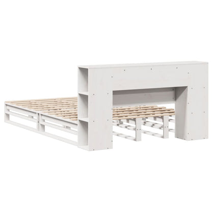 Letto Libreria senza Materasso Bianco 135x190 cm Legno Massello - homemem39