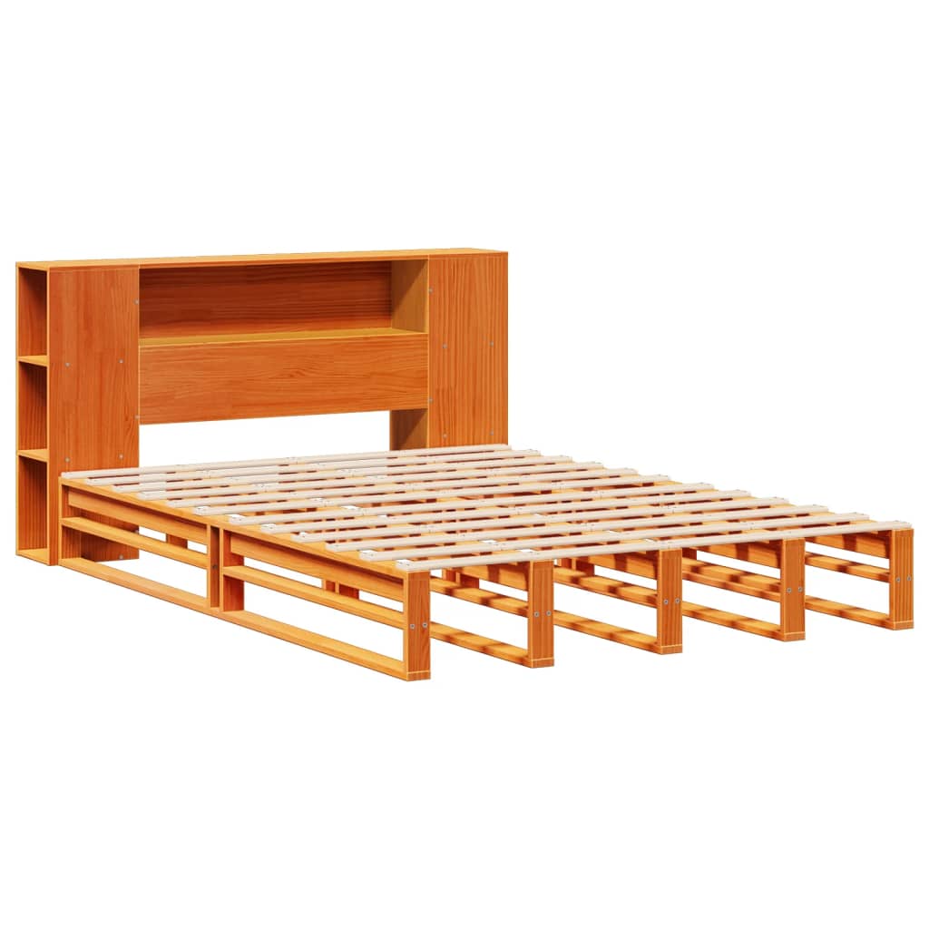 Letto Libreria senza Materasso Marrone Cera 135x190 cm Legno | homemem39