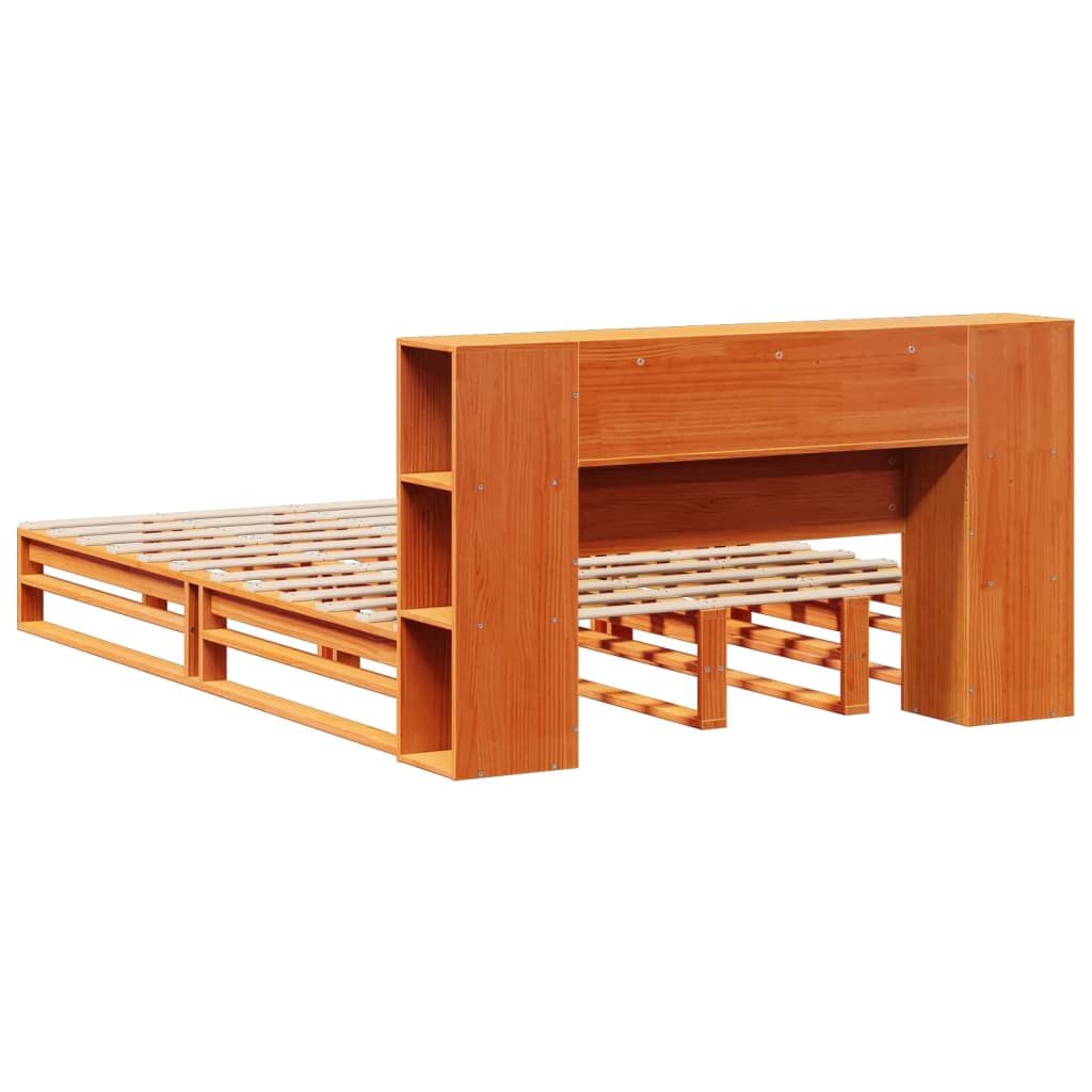 Letto Libreria senza Materasso Marrone Cera 135x190 cm Legno | homemem39