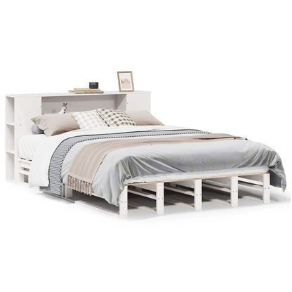 Letto Libreria senza Materasso Bianco 140x190 cm Legno Massello | homemem39