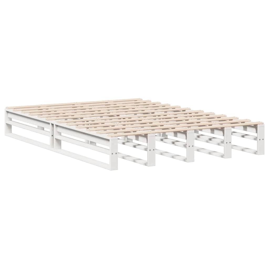 Letto Libreria senza Materasso Bianco 140x190 cm Legno Massello | homemem39