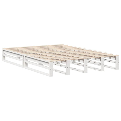Letto Libreria senza Materasso Bianco 140x190 cm Legno Massello | homemem39