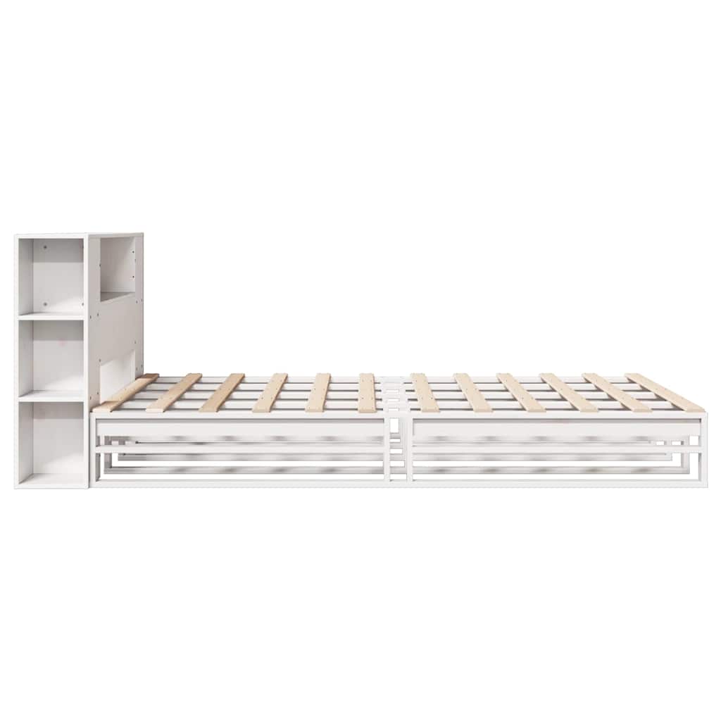 Letto Libreria senza Materasso Bianco 140x190 cm Legno Massello | homemem39