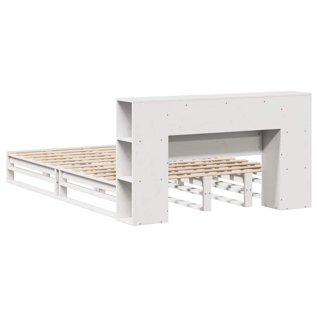 Letto Libreria senza Materasso Bianco 140x190 cm Legno Massello | homemem39