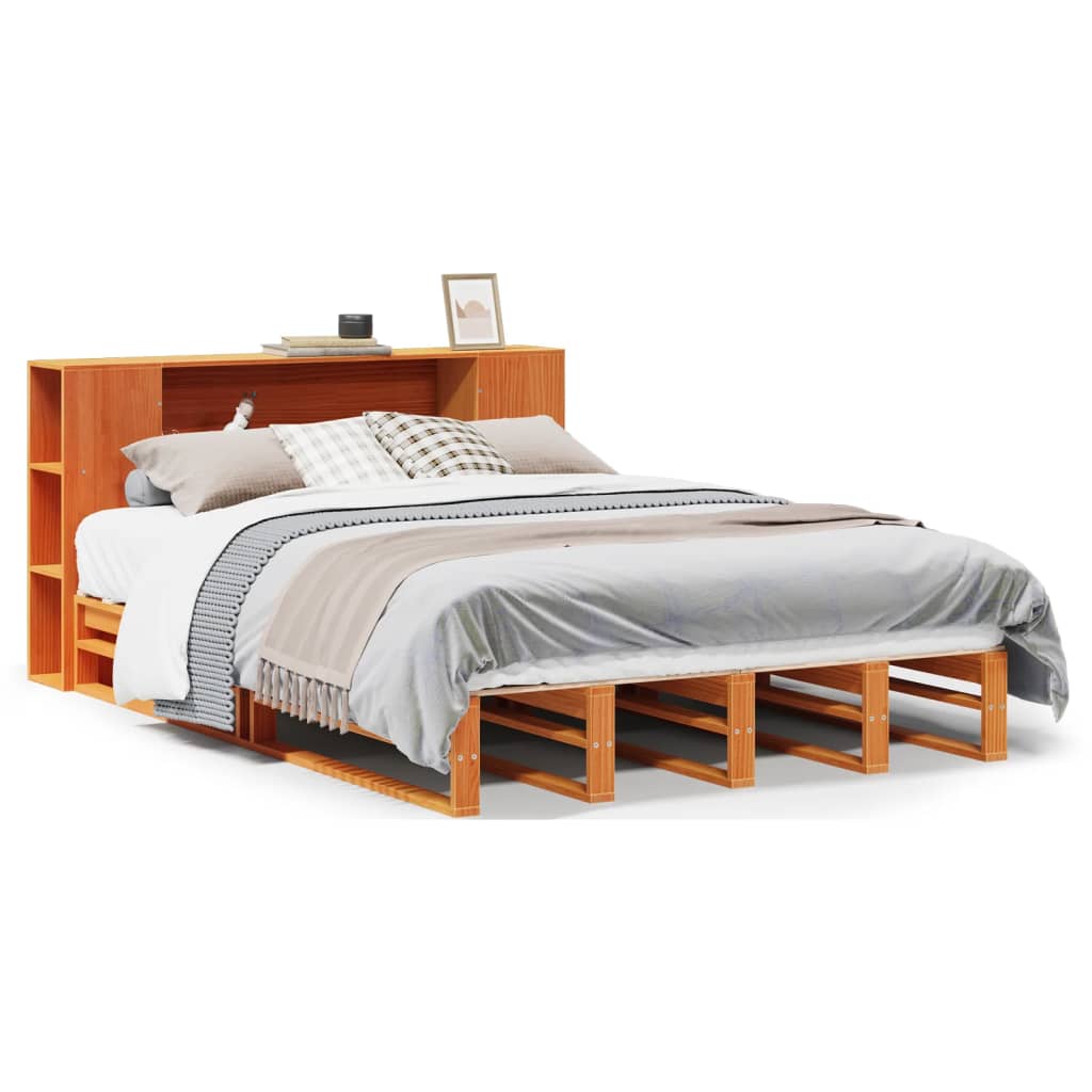 Letto Libreria senza Materasso Marrone Cera 140x190 cm Legno | homemem39