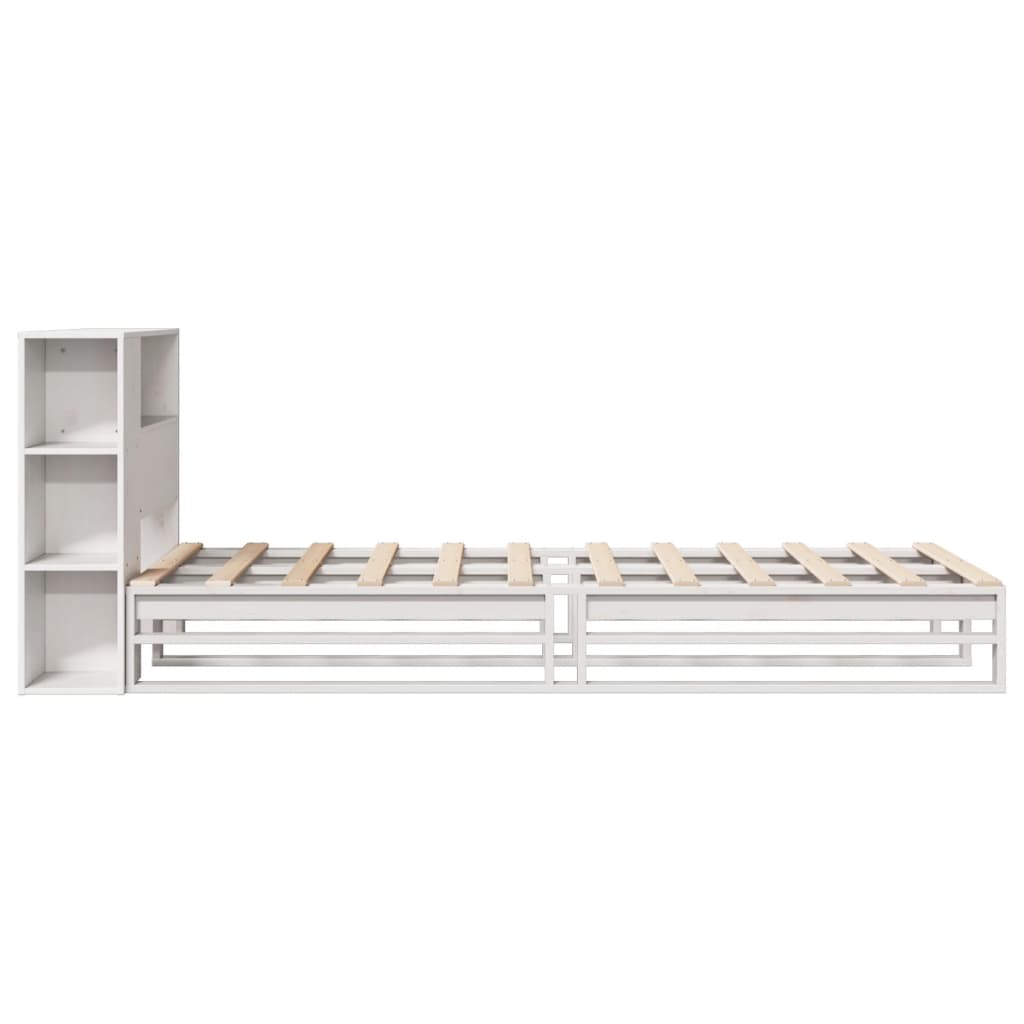 Letto Libreria senza Materasso Bianco 100x200 cm Legno Massello