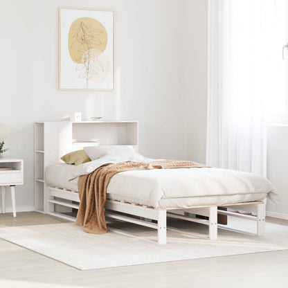 Letto Libreria senza Materasso Bianco 100x200 cm Legno Massello