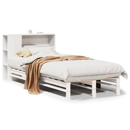 Letto Libreria senza Materasso Bianco 75x190 cm Legno Massello