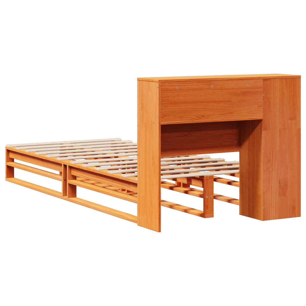Letto Libreria senza Materasso Marrone Cera 75x190 cm Legno - homemem39