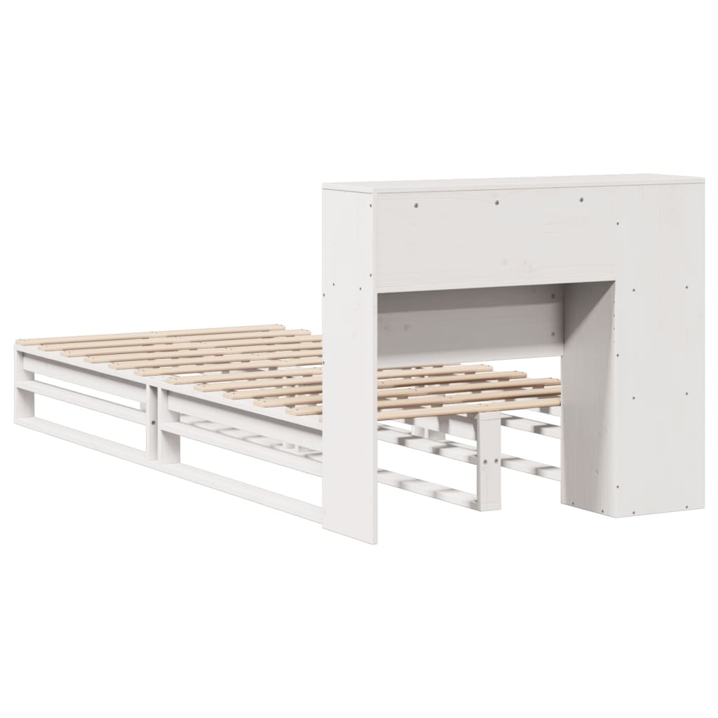 Letto Libreria senza Materasso Bianco 90x190 cm Legno Massello
