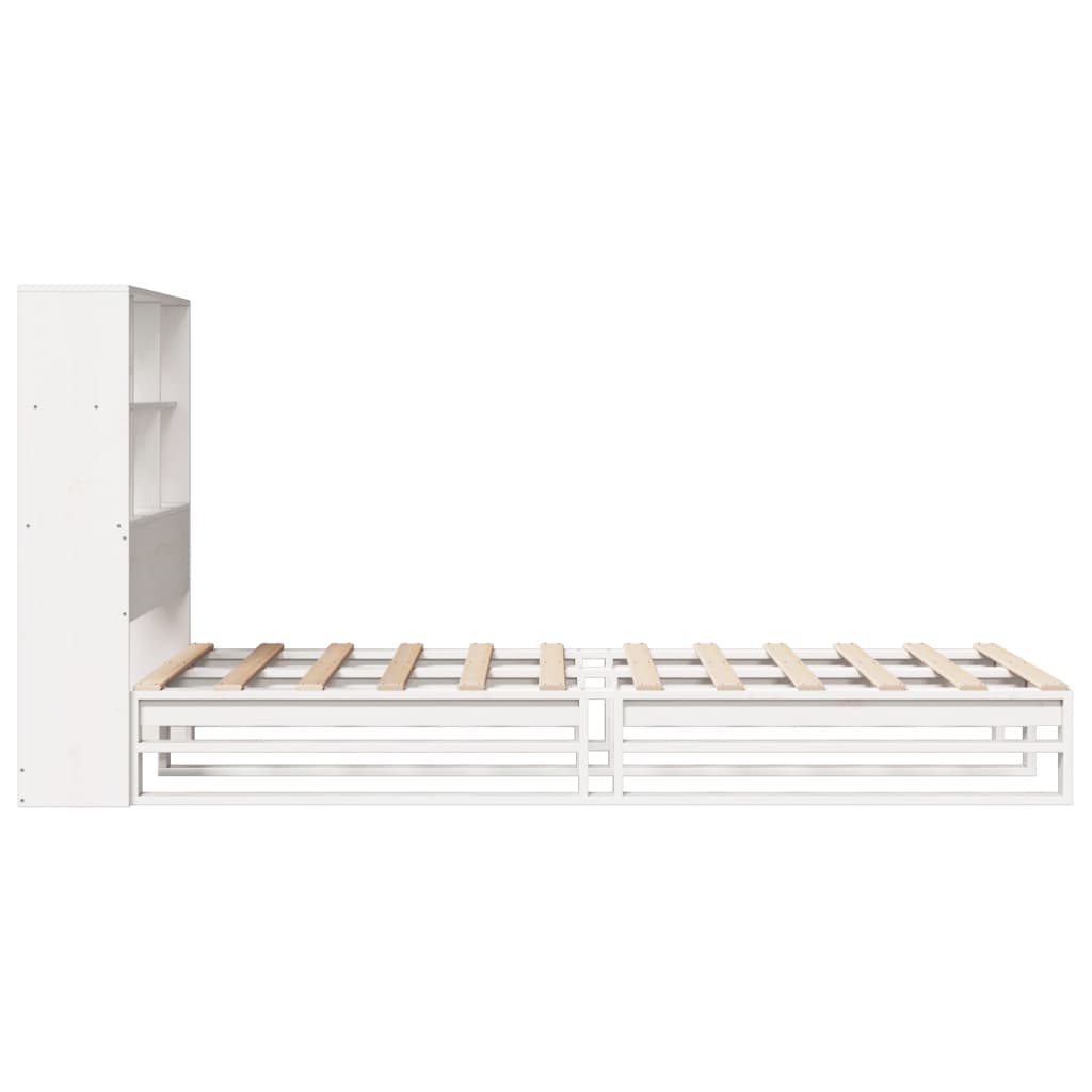 Letto Libreria senza Materasso Bianco 90x200 cm Legno Massello