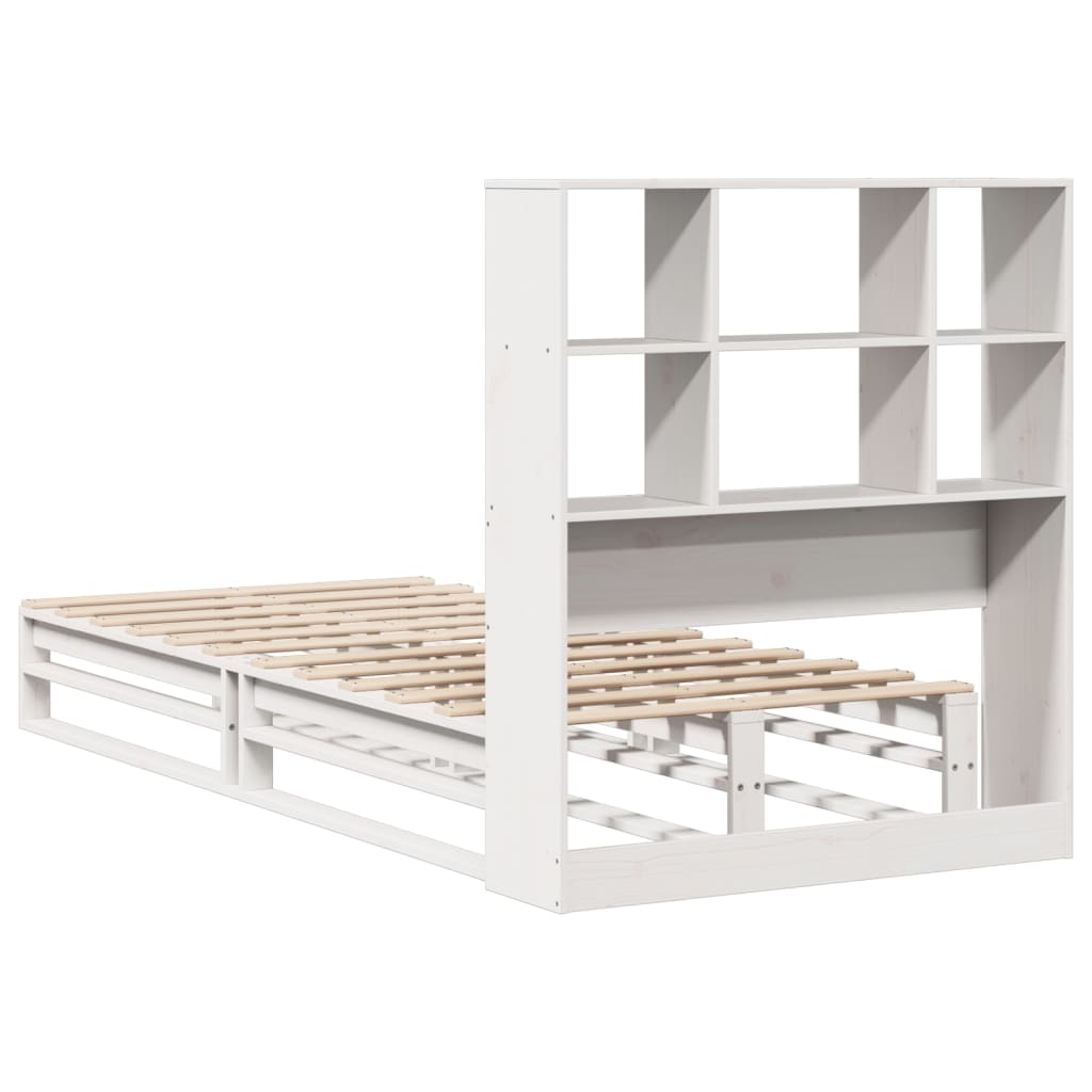 Letto Libreria senza Materasso Bianco 90x200 cm Legno Massello