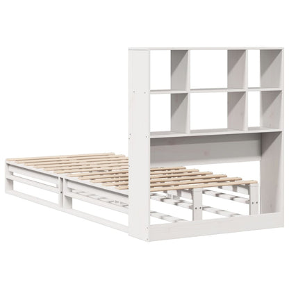 Letto Libreria senza Materasso Bianco 90x200 cm Legno Massello