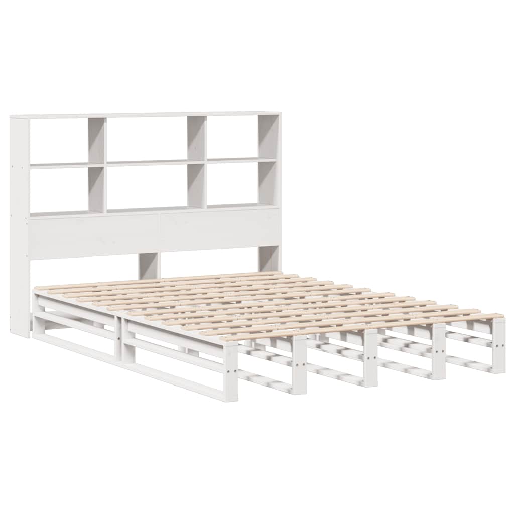 Letto Libreria senza Materasso Bianco 140x200 cm Legno Massello - homemem39