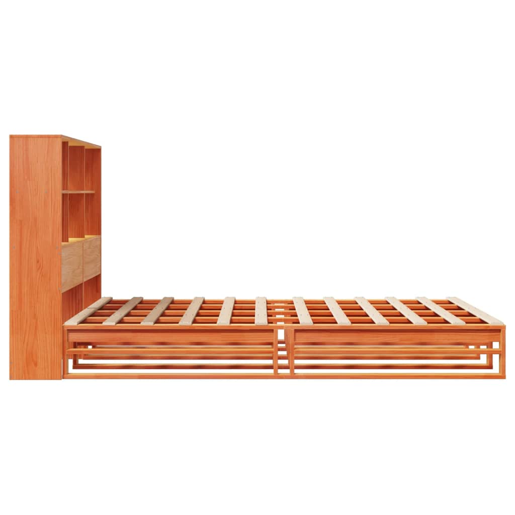 Letto Libreria senza Materasso Marrone Cera 150x200 cm Legno | homemem39