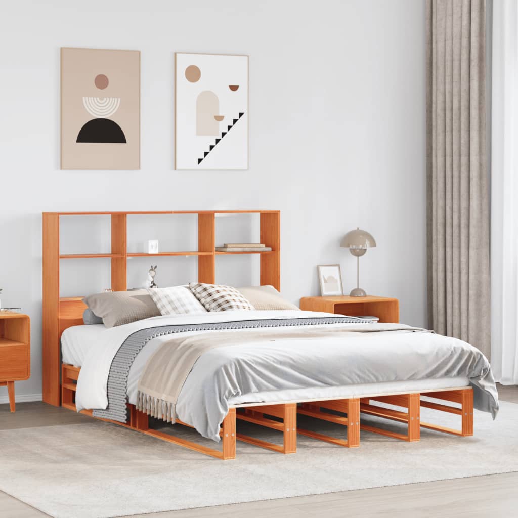 Letto Libreria senza Materasso Marrone Cera 150x200 cm Legno | homemem39