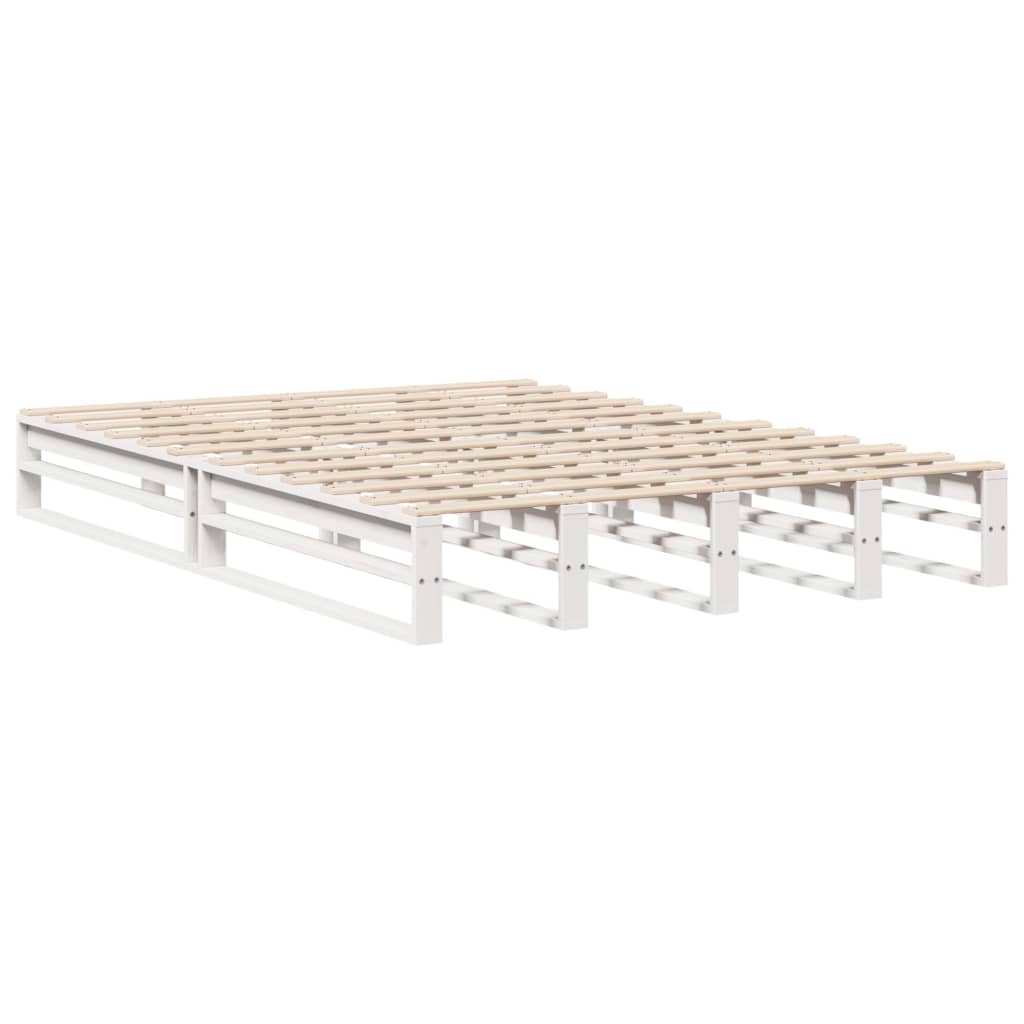 Letto Libreria senza Materasso Bianco 160x200 cm Legno Massello | homemem39