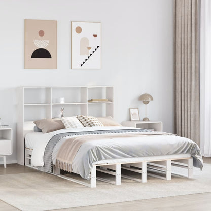 Letto Libreria senza Materasso Bianco 160x200 cm Legno Massello | homemem39