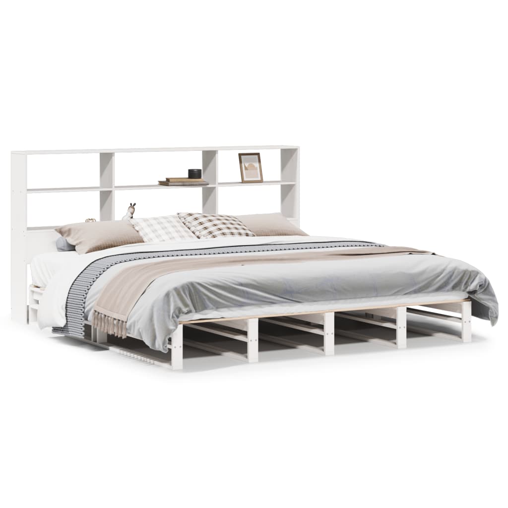 Letto Libreria senza Materasso Bianco 180x200 cm Legno Massello | homemem39