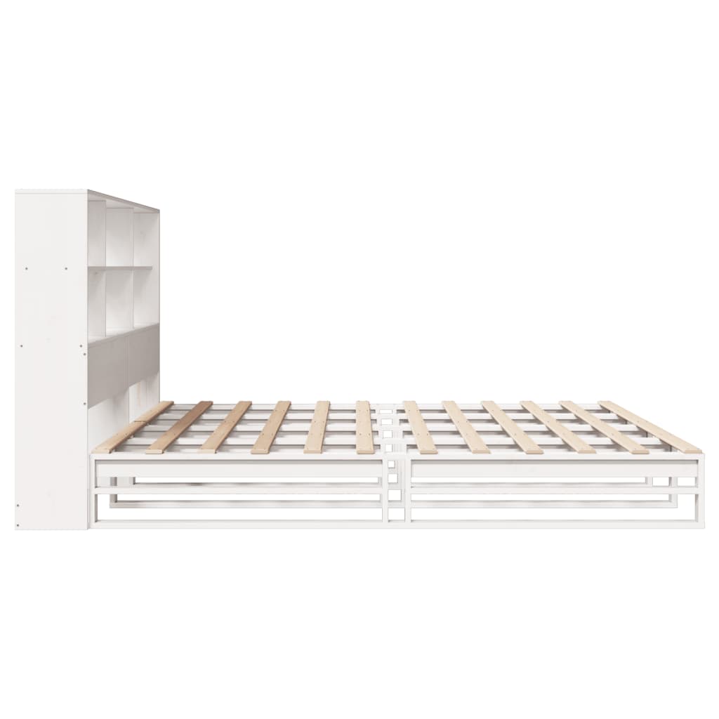 Letto Libreria senza Materasso Bianco 180x200 cm Legno Massello | homemem39