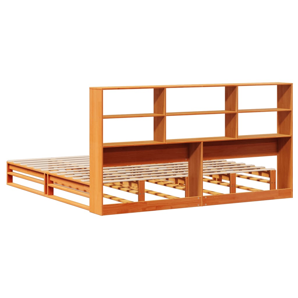 Letto Libreria senza Materasso Marrone Cera 180x200 cm Legno