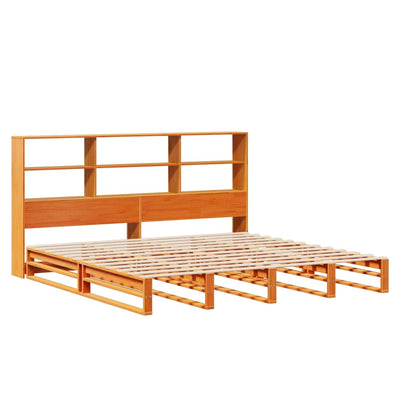Letto Libreria senza Materasso Marrone Cera 200x200 cm Legno | homemem39