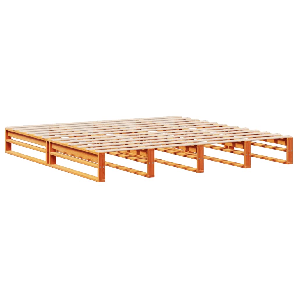Letto Libreria senza Materasso Marrone Cera 200x200 cm Legno | homemem39