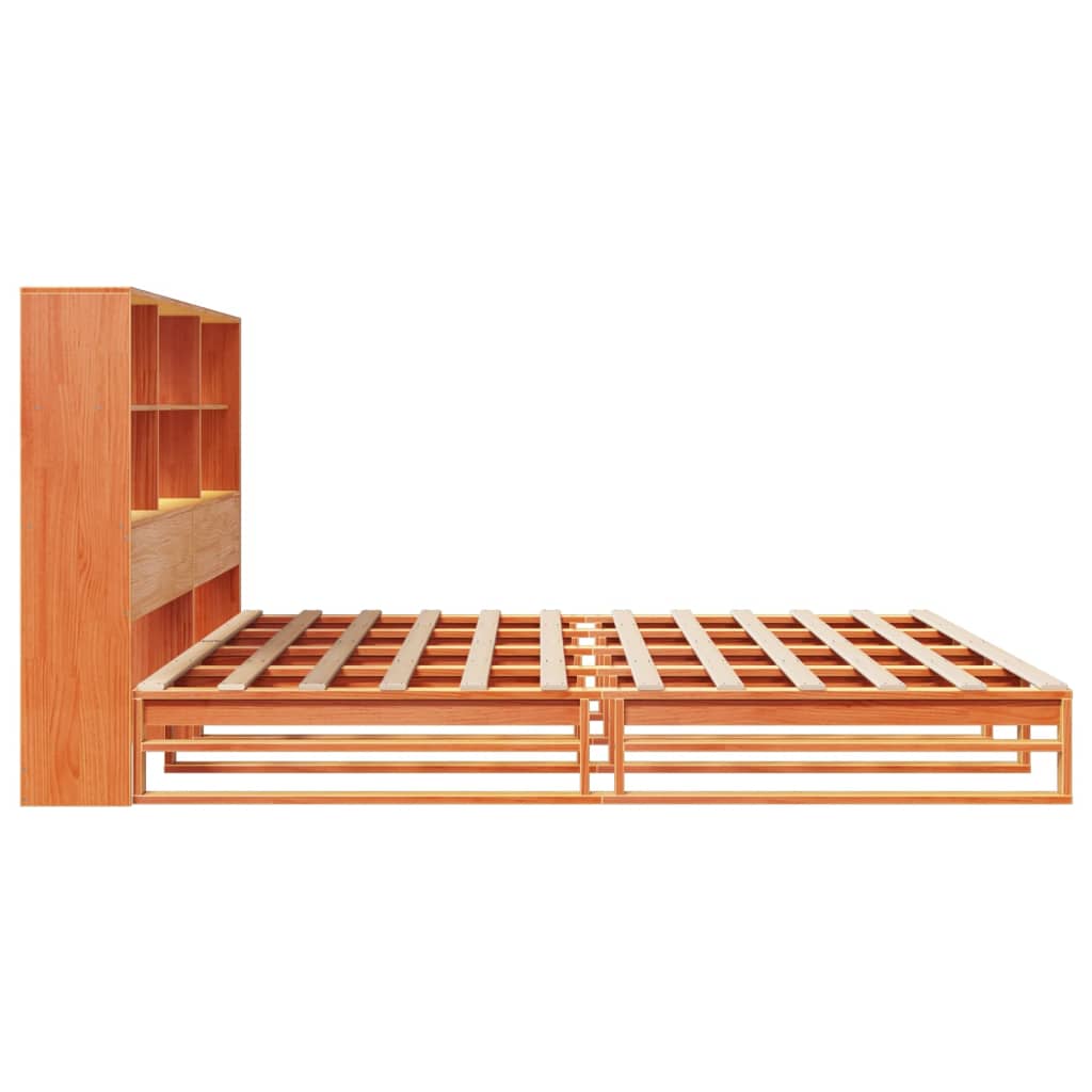 Letto Libreria senza Materasso Marrone Cera 200x200 cm Legno | homemem39