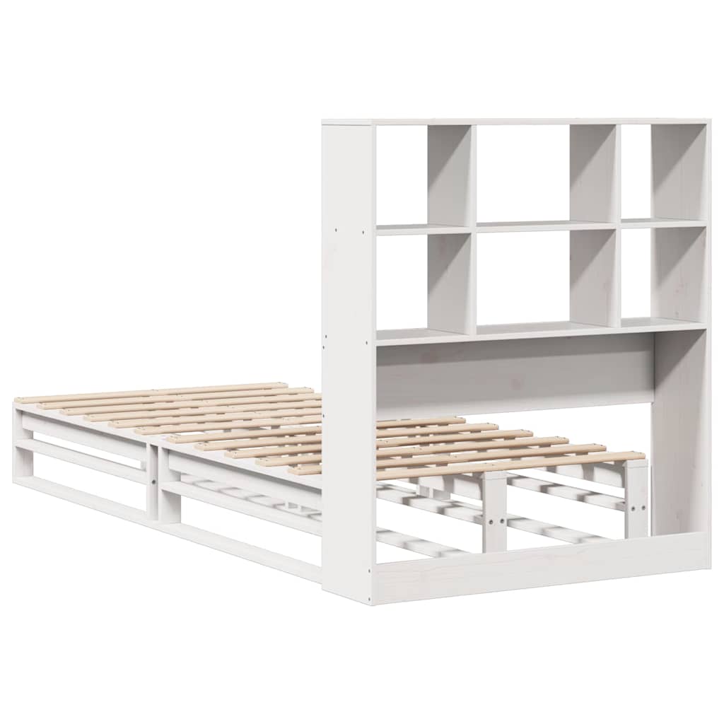 Letto Libreria senza Materasso Bianco 90x190 cm Legno Massello