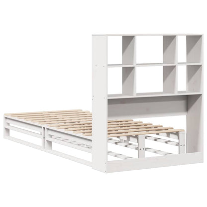 Letto Libreria senza Materasso Bianco 90x190 cm Legno Massello