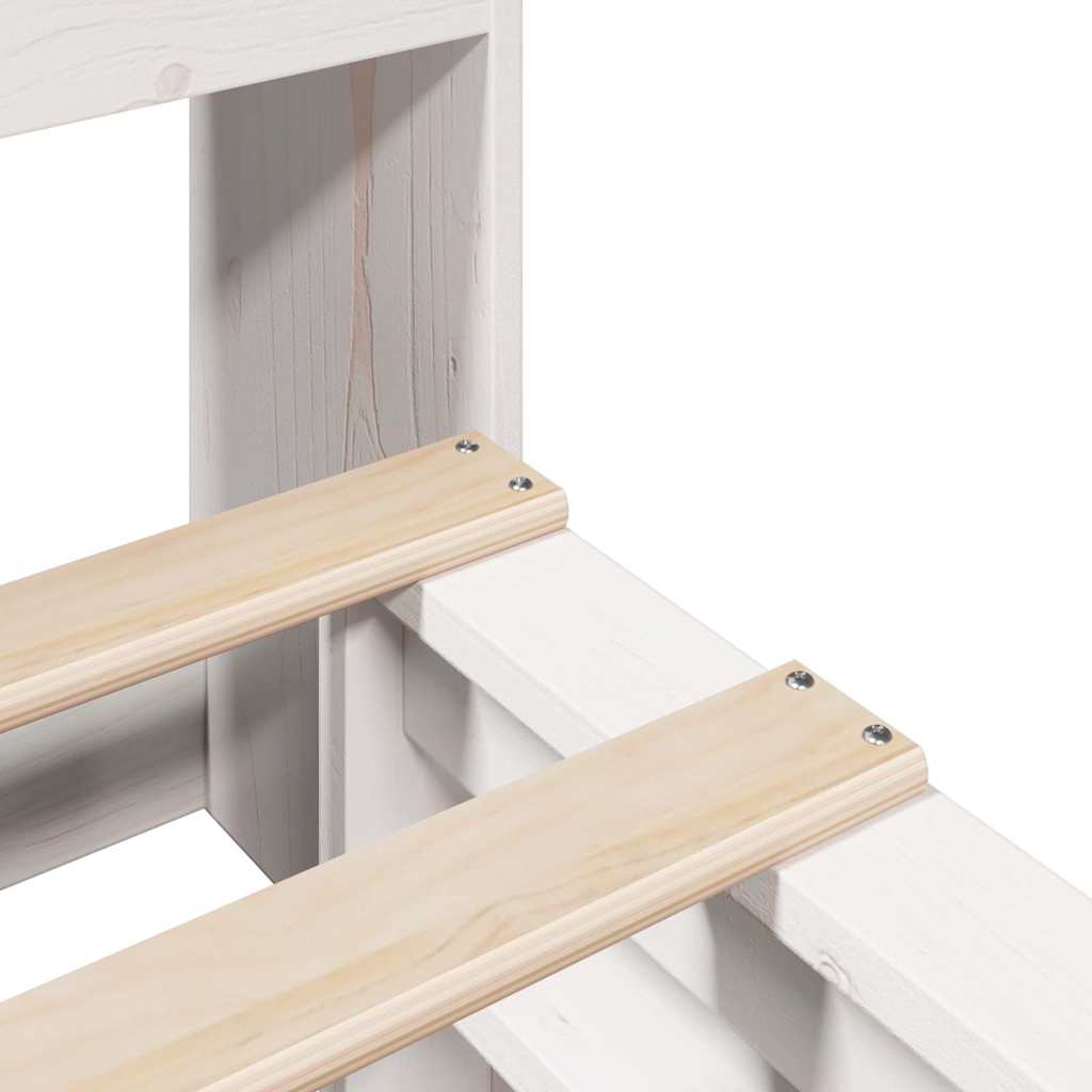 Letto Libreria senza Materasso Bianco 90x190 cm Legno Massello