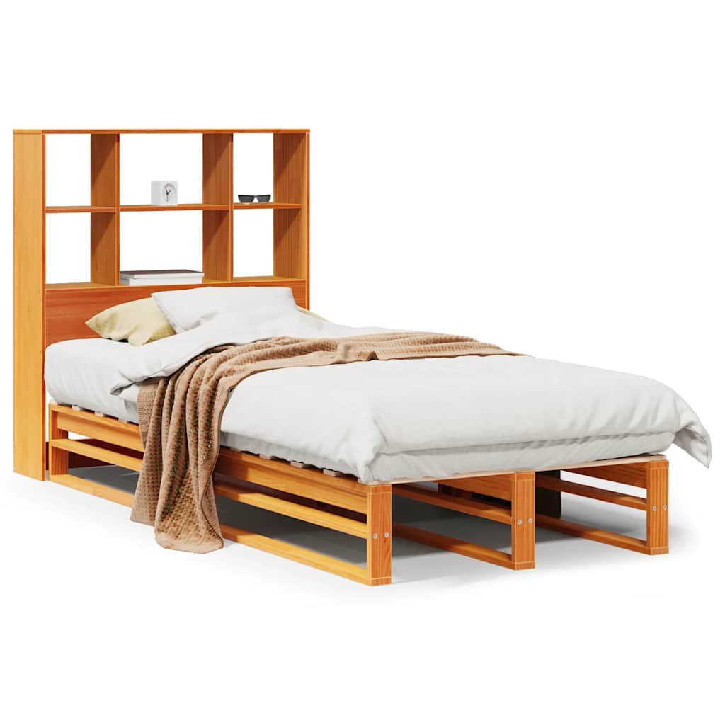 Letto Libreria senza Materasso Marrone Cera 90x190 cm Legno