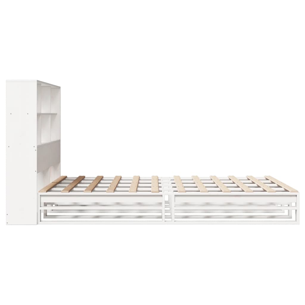 Letto Libreria senza Materasso Bianco 120x190 cm Legno Massello