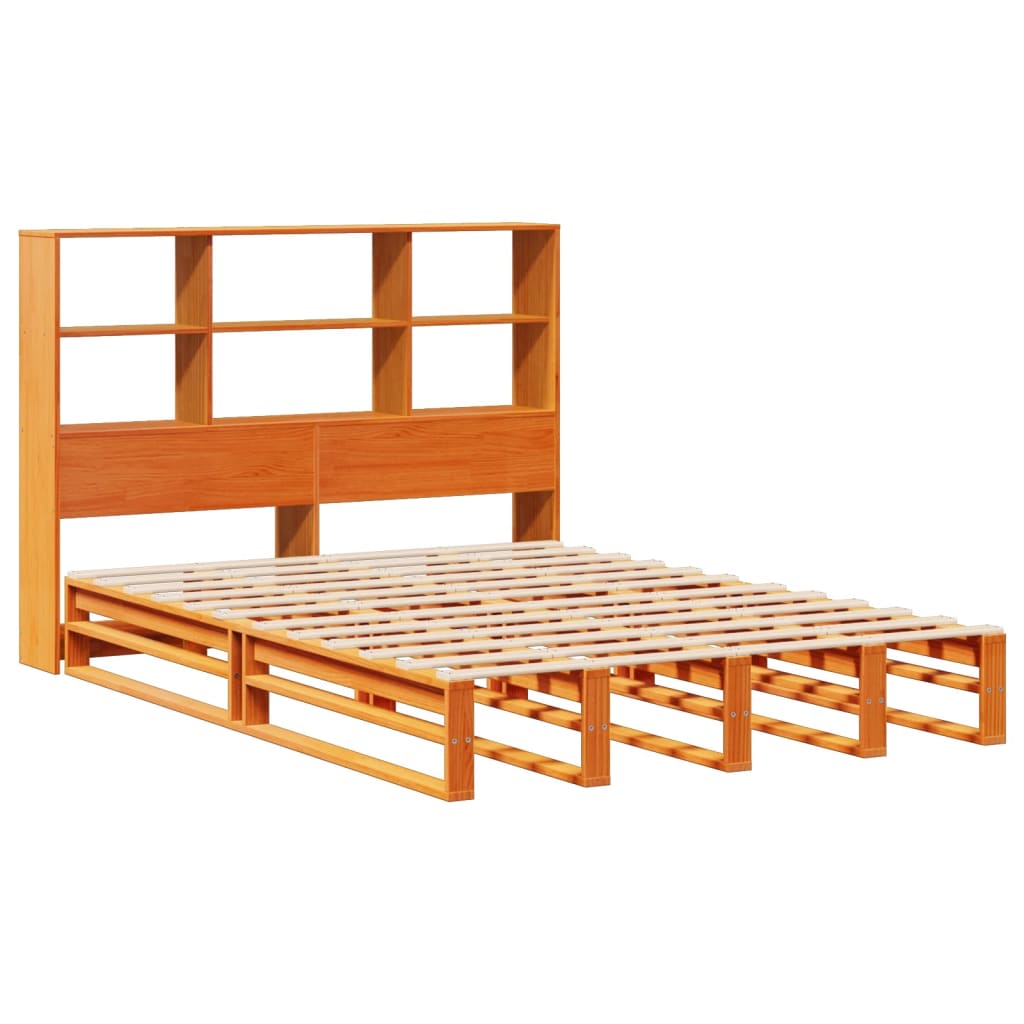 Letto Libreria senza Materasso Marrone Cera 135x190 cm Legno | homemem39