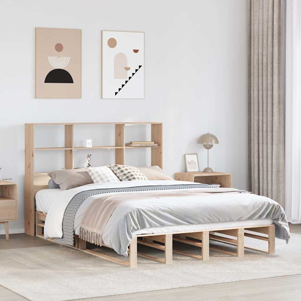 Letto Libreria senza Materasso 140x190 cm in Legno Massello - homemem39