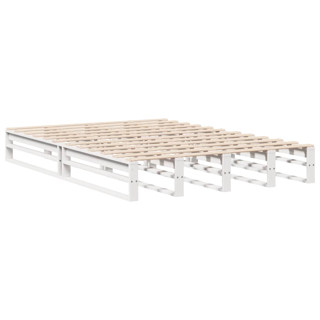Letto Libreria senza Materasso Bianco 140x190 cm Legno Massello | homemem39