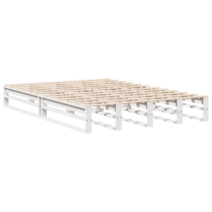 Letto Libreria senza Materasso Bianco 140x190 cm Legno Massello | homemem39