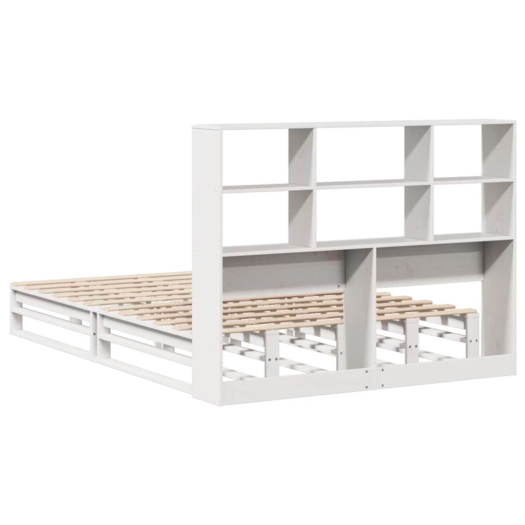 Letto Libreria senza Materasso Bianco 140x190 cm Legno Massello | homemem39