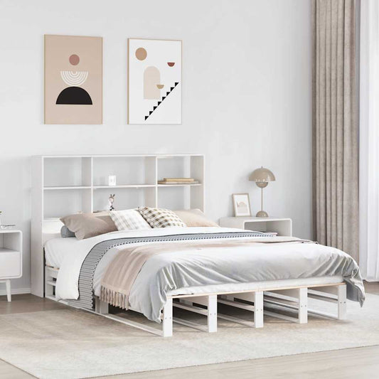 Letto Libreria senza Materasso Bianco 140x190 cm Legno Massello | homemem39