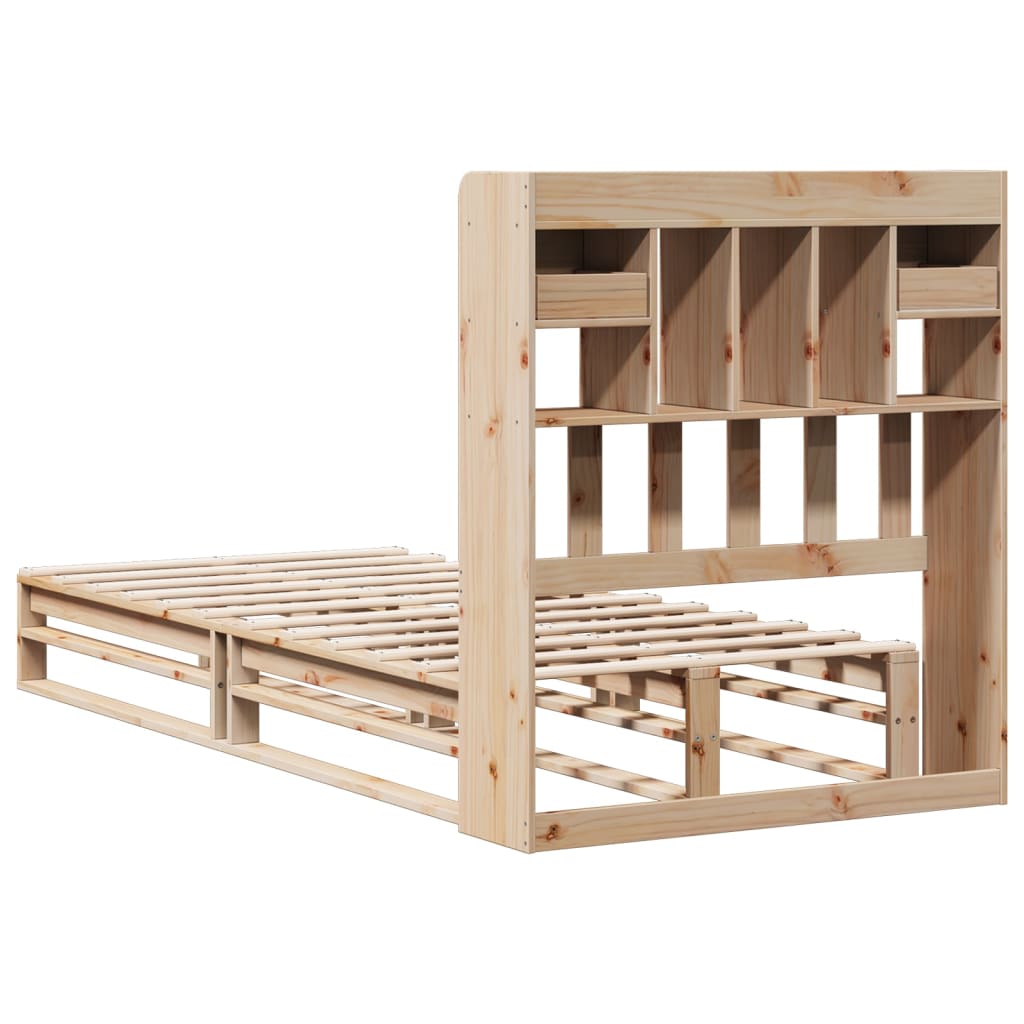 Letto Libreria senza Materasso 90x200 cm Legno Massello Pino - homemem39