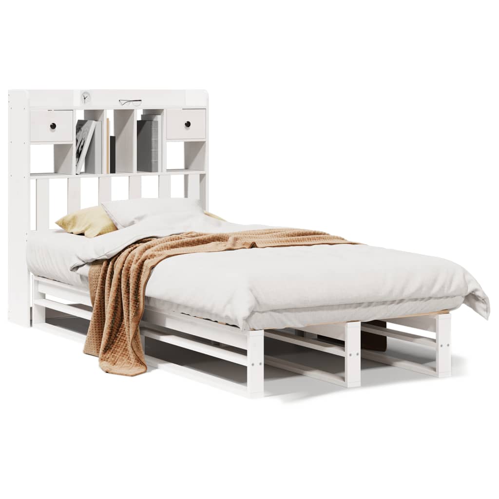Letto Libreria senza Materasso Bianca 90x200 cm Legno di Pino - homemem39