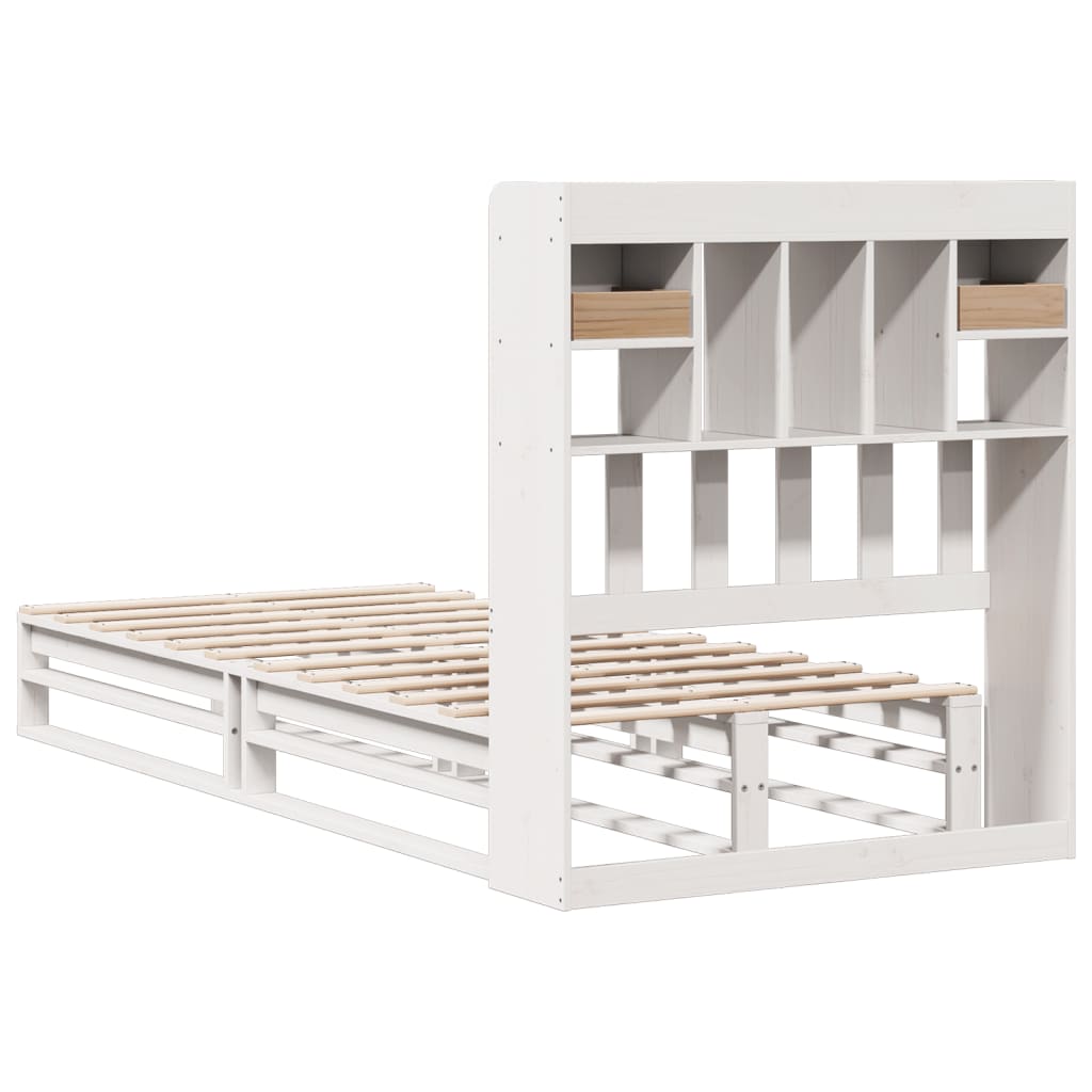 Letto Libreria senza Materasso Bianca 90x200 cm Legno di Pino - homemem39