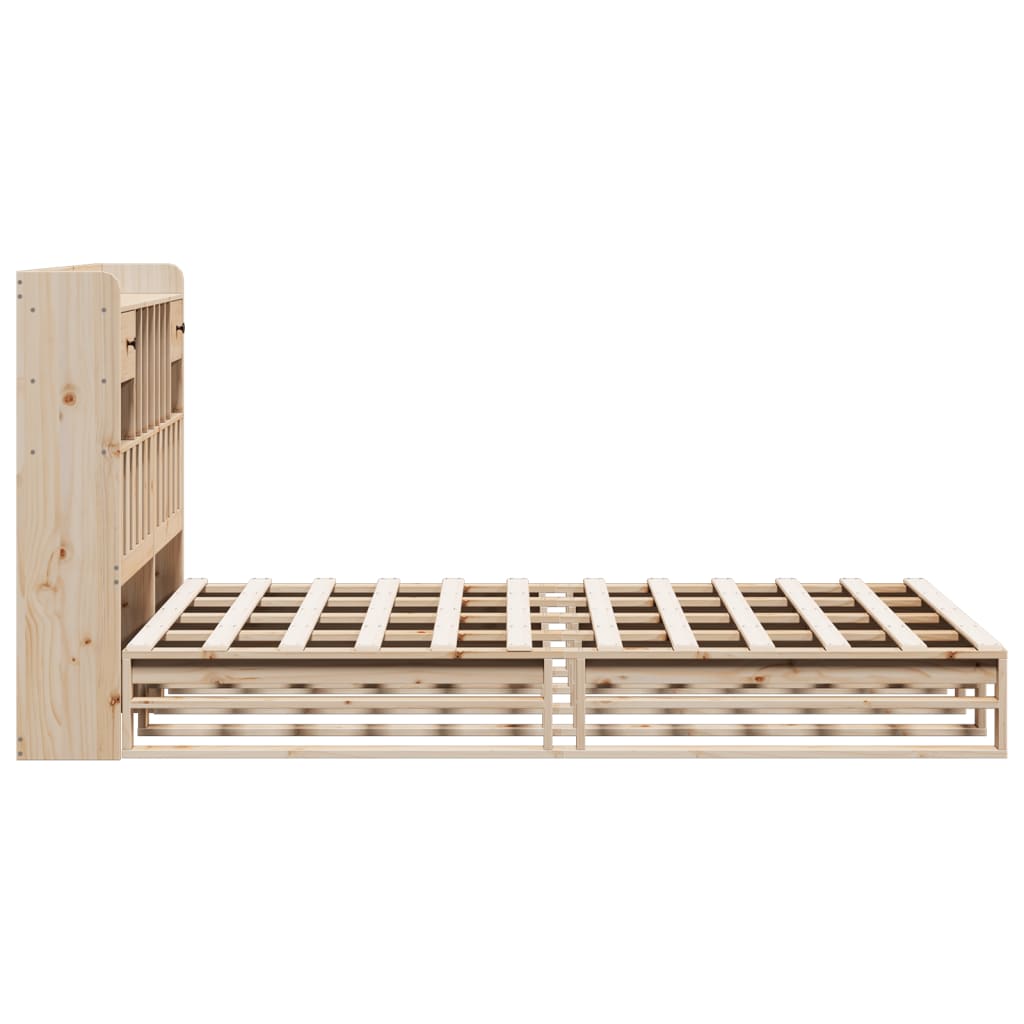 Letto Libreria senza Materasso 140x200 cm in Legno di Pino - homemem39