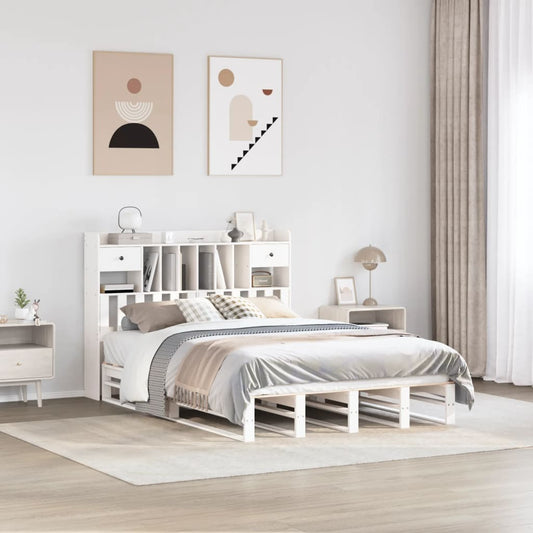 Letto Libreria senza Materasso Bianco 140x200 cm Legno di Pino - homemem39