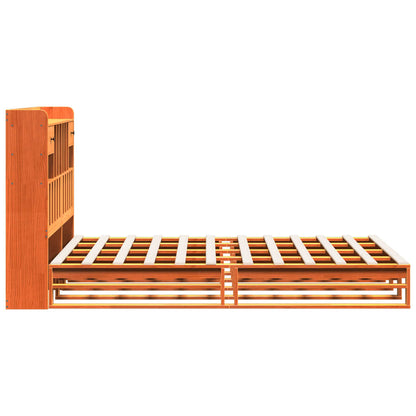 Letto Libreria senza Materasso Marrone Cera 140x200 cm in Pino