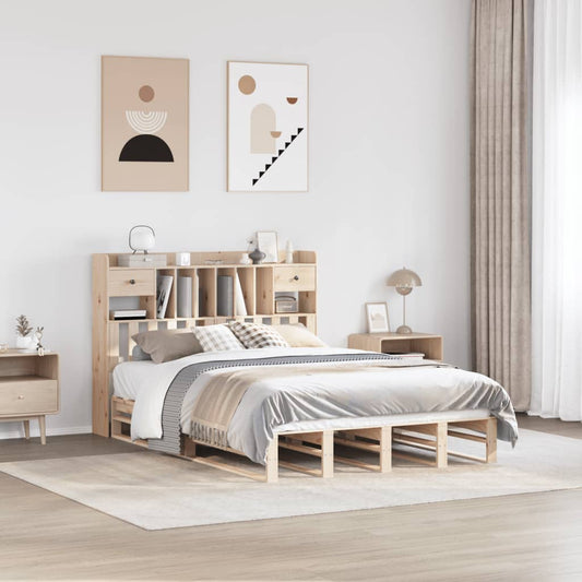 Letto Libreria senza Materasso 150x200 cm in Legno di Pino - homemem39