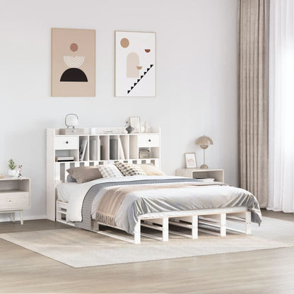 Letto Libreria senza Materasso Bianco 160x200 cm Legno di Pino - homemem39