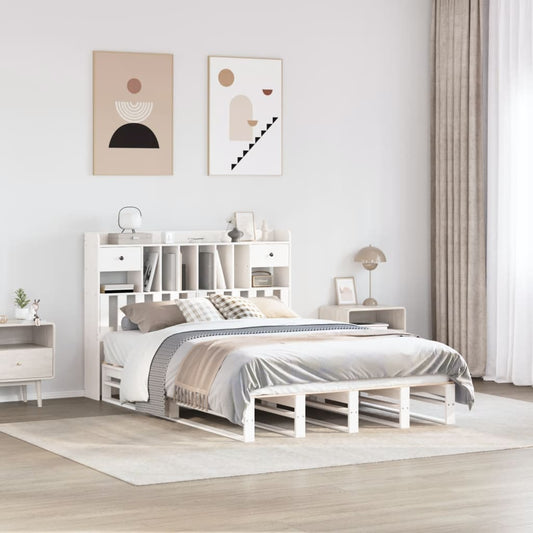 Letto Libreria senza Materasso Bianco 160x200 cm Legno di Pino - homemem39