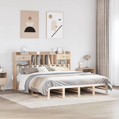 Letto Libreria senza Materasso 180x200 cm in Legno di Pino - homemem39
